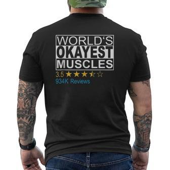 World's Okayest Muscles Fitness Mens Back Print T-shirt | Mazezy CA