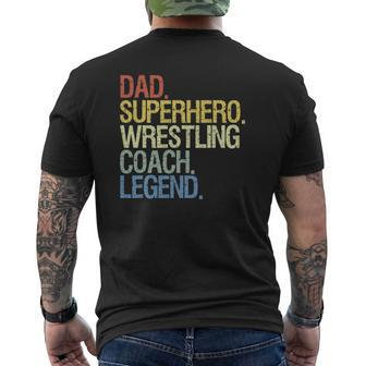 Wrestling Coach Dad Legend Vintage Mens Back Print T-shirt | Mazezy