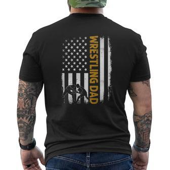 Wrestling Dadamerican Flag Fathers Day Mens Back Print T-shirt | Mazezy