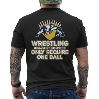 Wrestling Only One Ball T Men's T-shirt Back Print - Monsterry