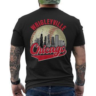 Wrigleyville Chicago Vintage Baseball Lover And Player Men's T-shirt Back Print - Monsterry AU