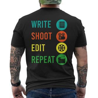 Write Shoot Edit Repeat Director Movie Tv Show Producer Men's T-shirt Back Print - Monsterry