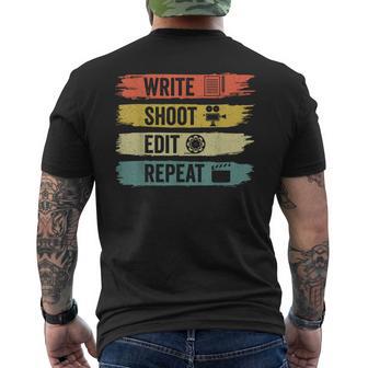 Write Shoot Edit Repeat Vintage Movie Director Men's T-shirt Back Print - Monsterry UK