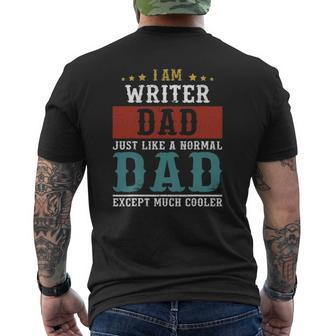 Writer Dad Fathers Day Daddy Mens Back Print T-shirt | Mazezy
