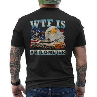 Wtf Is A Kilometer Eagle Badge American Signature Burger Men's T-shirt Back Print - Monsterry