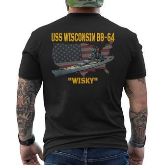 Ww2 Ship & Korean War Battleship Uss Wisconsin Bb-64 Veteran Mens Back Print T-shirt - Thegiftio UK