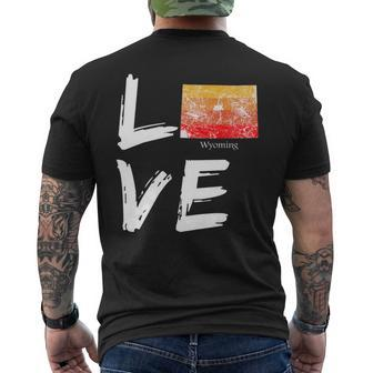 Wyoming Wy Map Souvenir Love Distressed State Men's T-shirt Back Print - Monsterry