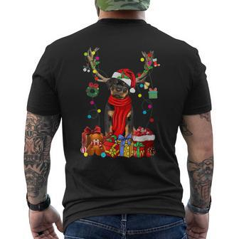 Xmas Holiday Reindeer Hat Santa Rottweiler Dog Christmas Mens Back Print T-shirt - Thegiftio UK