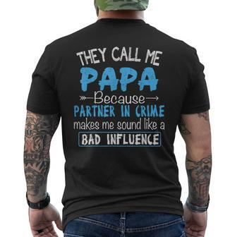 They Call Me Papa Partner In Crime Dad Fathers Day Family Men's T-shirt Back Print | Mazezy DE