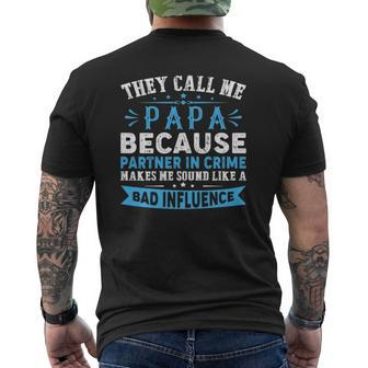They Call Me Papa Partner In Crime Dad Tee Fathers Day Mens Back Print T-shirt | Mazezy