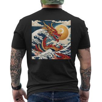 The Year Of The Dragon 2024 Great Wave Chinese New Year Men's T-shirt Back Print - Monsterry