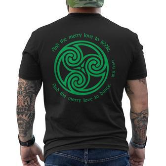 Yeats Irish Poet Green Celtic Knot Fiddle Dance Poem Men's T-shirt Back Print - Monsterry CA