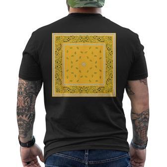 Yellow Bandana Print Gold Paisley Pattern Rag Men's T-shirt Back Print - Monsterry