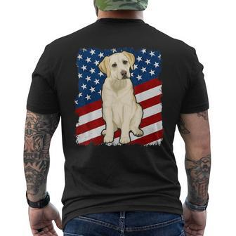 Yellow Labrador Dog American Flag Men's T-shirt Back Print - Monsterry AU