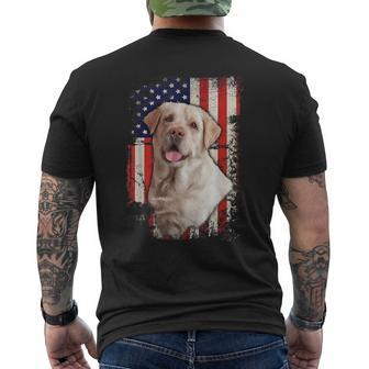 Yellow Labrador Labs Patriotic American Flag Dog 4Th Of July Men's T-shirt Back Print - Monsterry DE