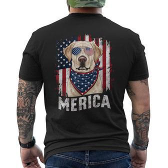Yellow Labrador Retriever 4Th Of July Merica Usa Flag Lab Men's T-shirt Back Print - Monsterry CA