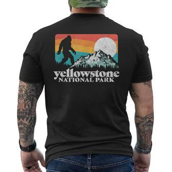 Yellowstone National Park Bigfoot Mountains Men's T-shirt Back Print - Monsterry CA