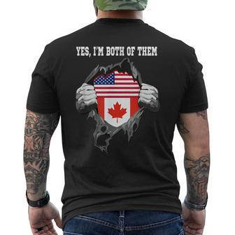 Yes I'm Both Of Them United States And Canada Flags Heritage Men's T-shirt Back Print - Thegiftio