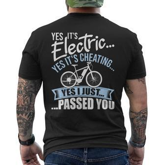 Yes It's Electric Yes It's Cheating E-Bike Electric Bicycle Men's T-shirt Back Print - Monsterry