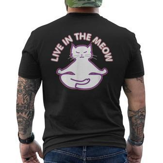 Yoga Cat Live In The Meow Yogi Kitty Meditation Lotus Pose Men's T-shirt Back Print - Monsterry CA