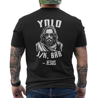 Yolo Jk Brb Jesus Easter Day Bible Vintage Christian Men's T-shirt Back Print - Monsterry AU