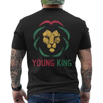 Young King African Lion Boy Black History Month African Boys Men's T-shirt Back Print - Thegiftio UK