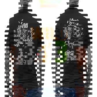 Young Wild And 3 Year Old 3Rd Birthday Safari Zoo Animal Men's T-shirt Back Print - Thegiftio