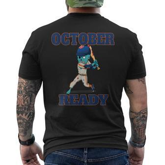 Zombie Baseball Player October Ready T Boys Men's T-shirt Back Print - Monsterry DE