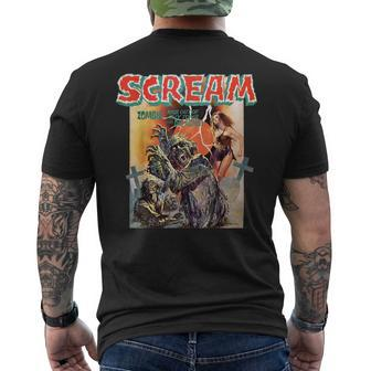 Zombie Vintage Movie Horror Poster Comic Book Graphic Men's T-shirt Back Print - Monsterry