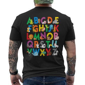 Zoo Animal Alphabet Abcs Learning Letters Boys Girls Men's T-shirt Back Print - Seseable
