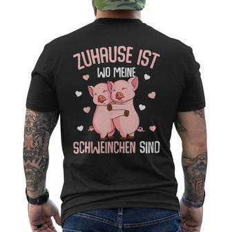 Zuhause Ist Wo Meine Schweinchen Sind Landwirt Schwin T-Shirt mit Rückendruck - Seseable