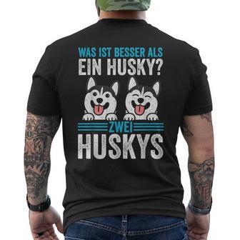 Zwei Husky Dog Husky T-Shirt mit Rückendruck - Seseable