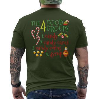 The 4 Elf Food Groups Christmas Candy Cane Men's T-shirt Back Print - Monsterry