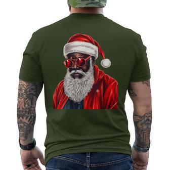 African American Santa Claus Family Christmas Black Men's T-shirt Back Print - Seseable
