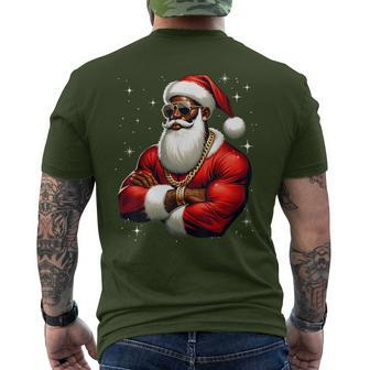 African American Santa Claus Family Christmas Black Men's T-shirt Back Print - Monsterry DE