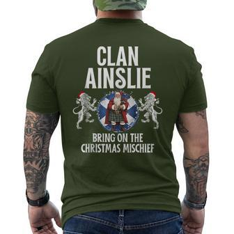 Ainslie Clan Christmas Scottish Family Name Party Men's T-shirt Back Print - Seseable