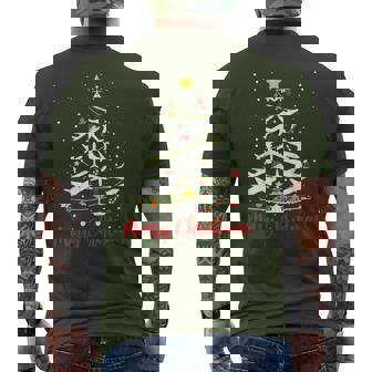 Airplane Christmas Tree Merry Christmas Most Likely Pilot Men's T-shirt Back Print - Thegiftio UK