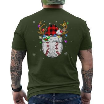 Baseball Santa Hat Sport Boys Baseball Christmas Men's T-shirt Back Print - Thegiftio UK