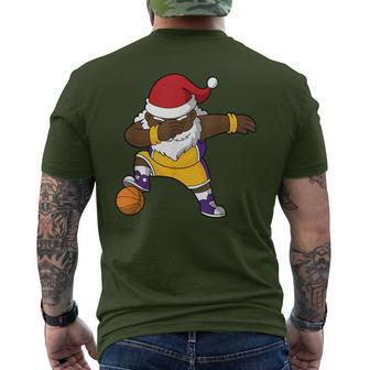 Basketball Black Dabbing Santa Claus African American Men's T-shirt Back Print - Monsterry