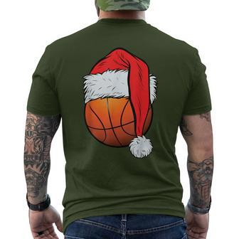 Basketball Christmas Ball Santa Hat Xmas Boys Sport Men's T-shirt Back Print - Monsterry