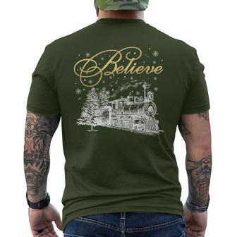Believe Christmas North Pole Polar Express All Abroad Family Men's T-shirt Back Print - Seseable
