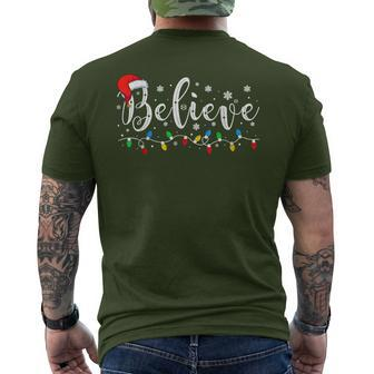 Believe In Santa Claus Believe Christmas Pajama Christmas Men's T-shirt Back Print - Monsterry
