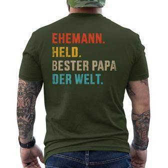 Bester Papa Der Welt Husband Hero Father's Day Christmas T-Shirt mit Rückendruck - Geschenkecke