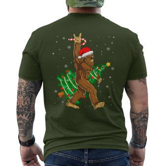 Bigfoot Christmas Tree Lights Xmas Boys Sasquatch Lovers Men's T-shirt Back Print - Seseable