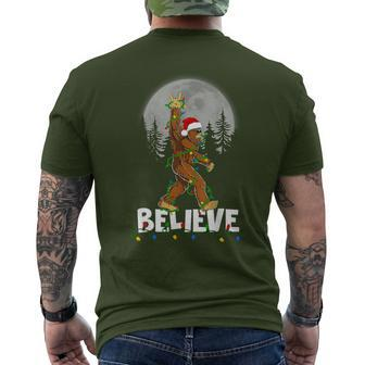Bigfoot Rock Roll Sasquatch Christmas Pajama Believe Men's T-shirt Back Print - Thegiftio UK