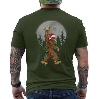 Bigfoot Santa Christmas Tree Lights Xmas Sasquatch Men's T-shirt Back Print - Seseable