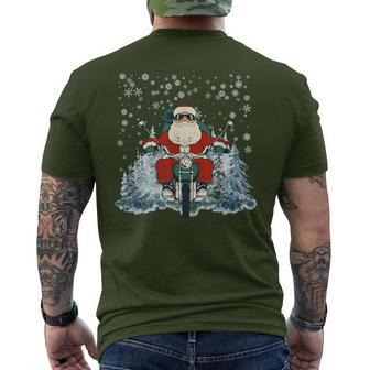 Biker Santa Claus On Motorcycle Christmas Biking Ride Men's T-shirt Back Print - Monsterry