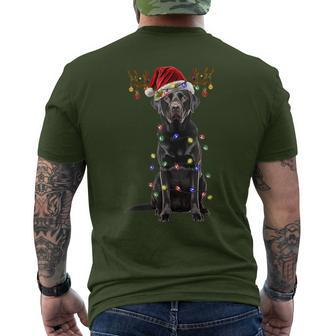 Black Lab Labrador Christmas Tree Reindeer Pajama Dog Xmas Men's T-shirt Back Print - Seseable