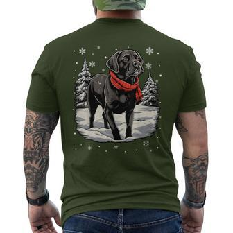 Black Labrador Christmas Santa Hat Xmas Pajama Men's T-shirt Back Print - Monsterry