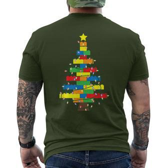 Block Brick Building Light Christmas Tree Master Builder Men's T-shirt Back Print - Monsterry AU